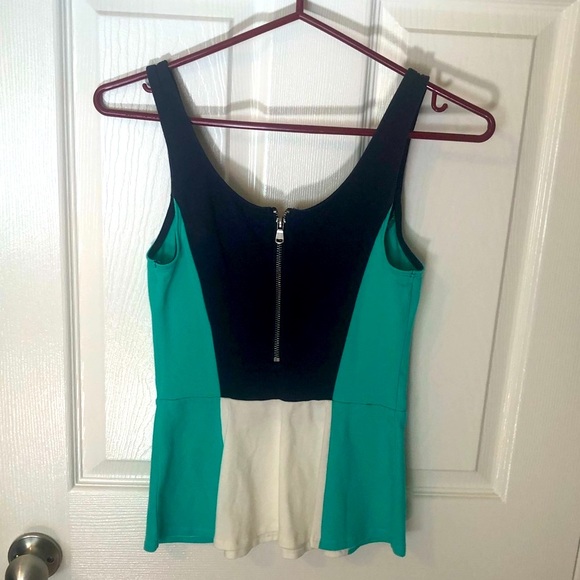 Express Colour-block Peplum Top - Picture 3 of 5